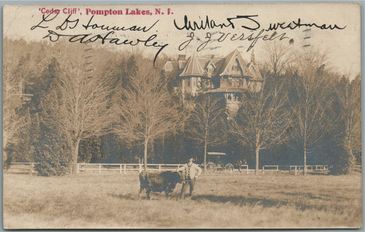 POMPTON LAKE NJ CEDAR CLIFF ANTIQUE REAL PHOTO POSTCARD RPPC