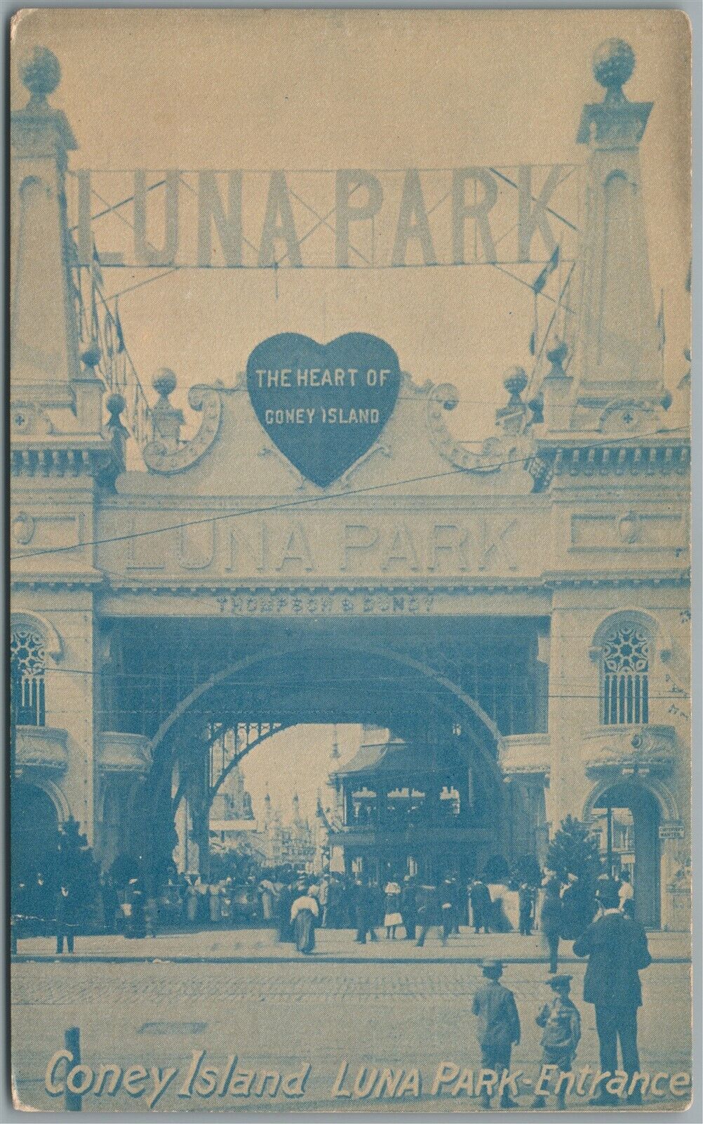CONEY ISLAND NY LUNA PARK ENTRANCE ANTIQUE POSTCARD