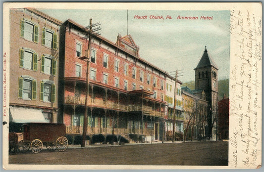 PHILADELPHIA PA MAUCH CHUNK AMERICAN HOTEL ANTIQUE POSTCARD