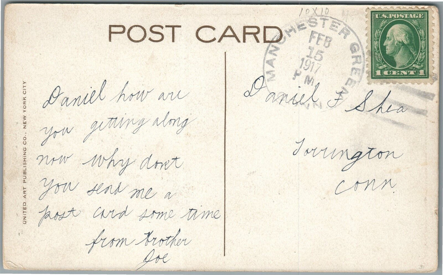 MANCHESTER GREEN CT GLASTONBURY KNITTING CO. ANTIQUE POSTCARD