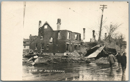 COLUMBUS OH 1913 FLOOD WEST OF 3rd STR. BRIDGE ANTIQUE REAL PHOTO POSTCARD RPPC