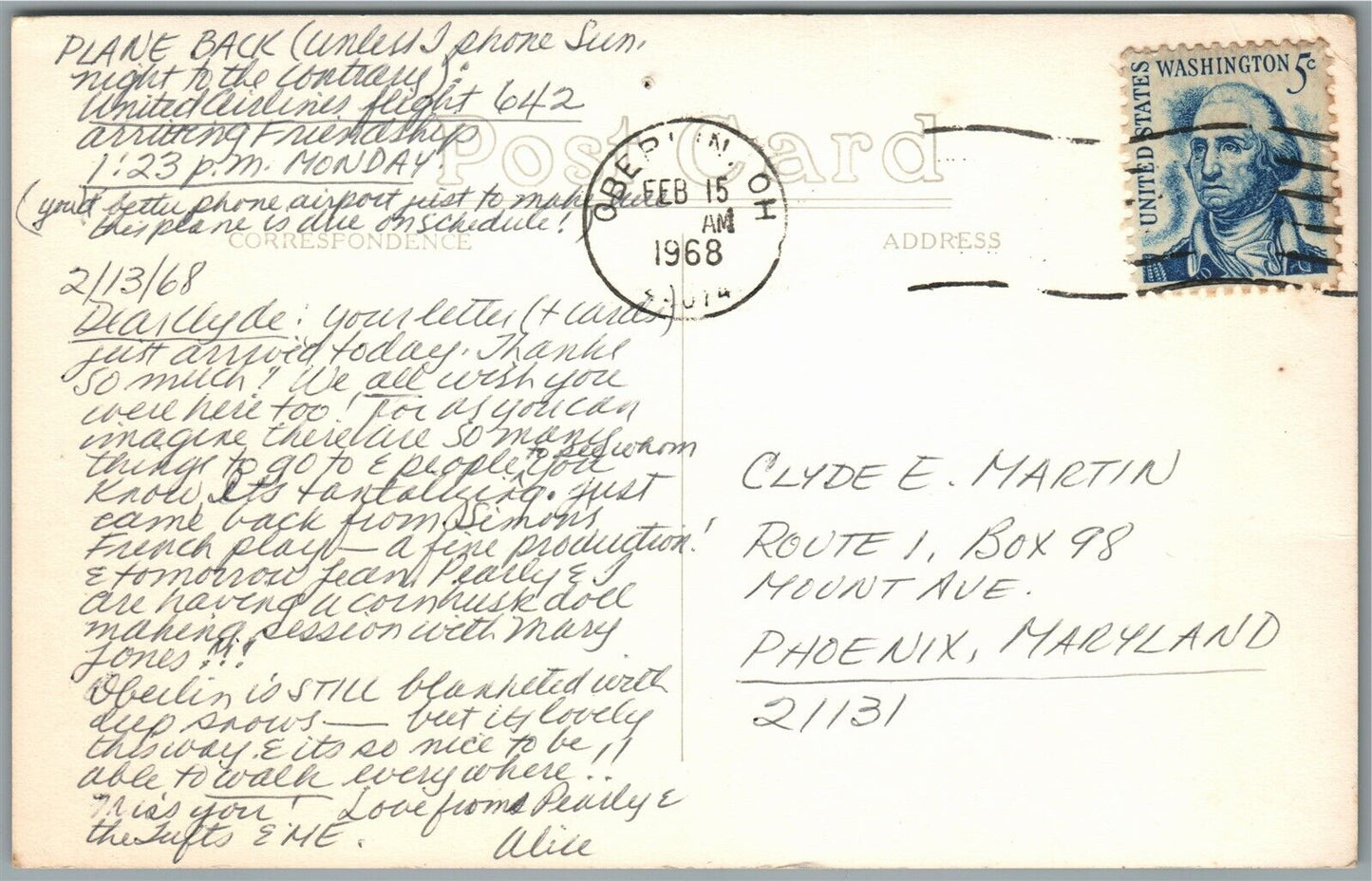 OBERLIN OH NORTH MAIN STREET VINTAGE REAL PHOTO POSTCARD RPPC