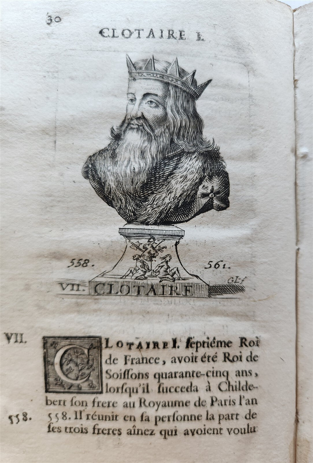 1726 HISTORY of FRANCE ILLUSTRATED w/ PORTRAITS of FRENCH KINGS S antique