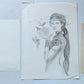 ILLUSTRATION ART FEMALE lot of 3 PENCIL DRAWINGS vintage signed