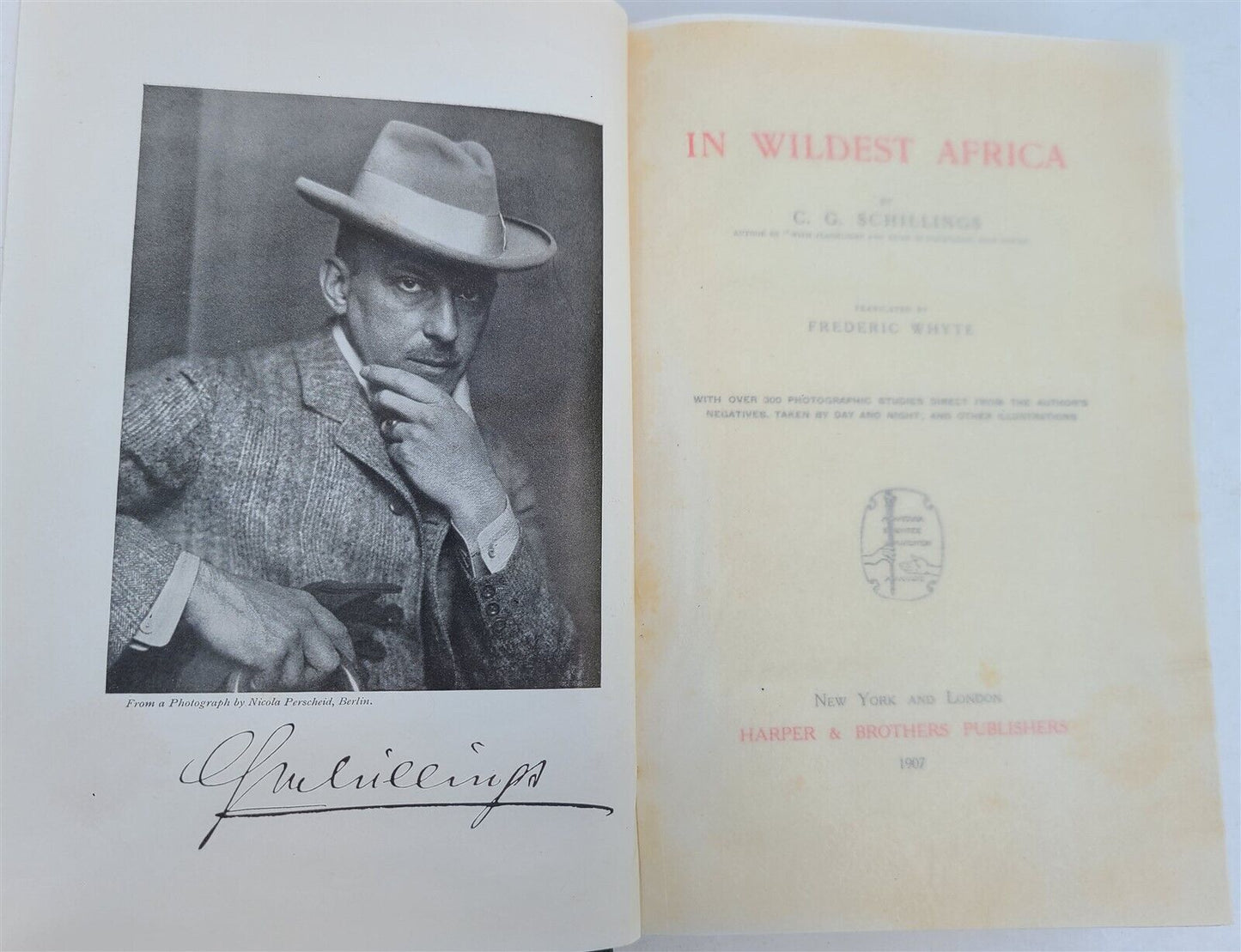 1907 IN WILDEST AFRICA by C.G.SHILLINGS antique ILLUSTRATED