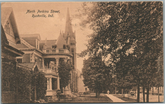 RUSHVILLE IN NORTH PERKINS STREET ANTIQUE POSTCARD