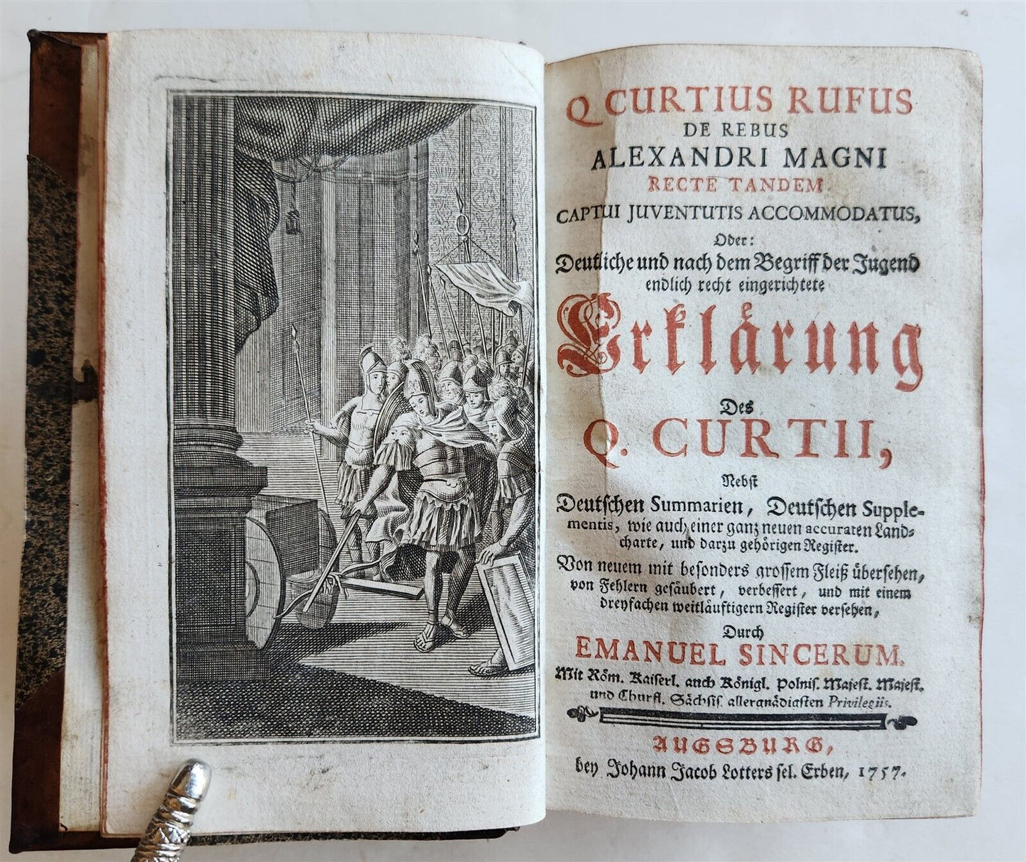 1757 LIFE of ALEXANDER THE GREAT by Curtius Rufus antique ILLUSTRATED w/ MAP