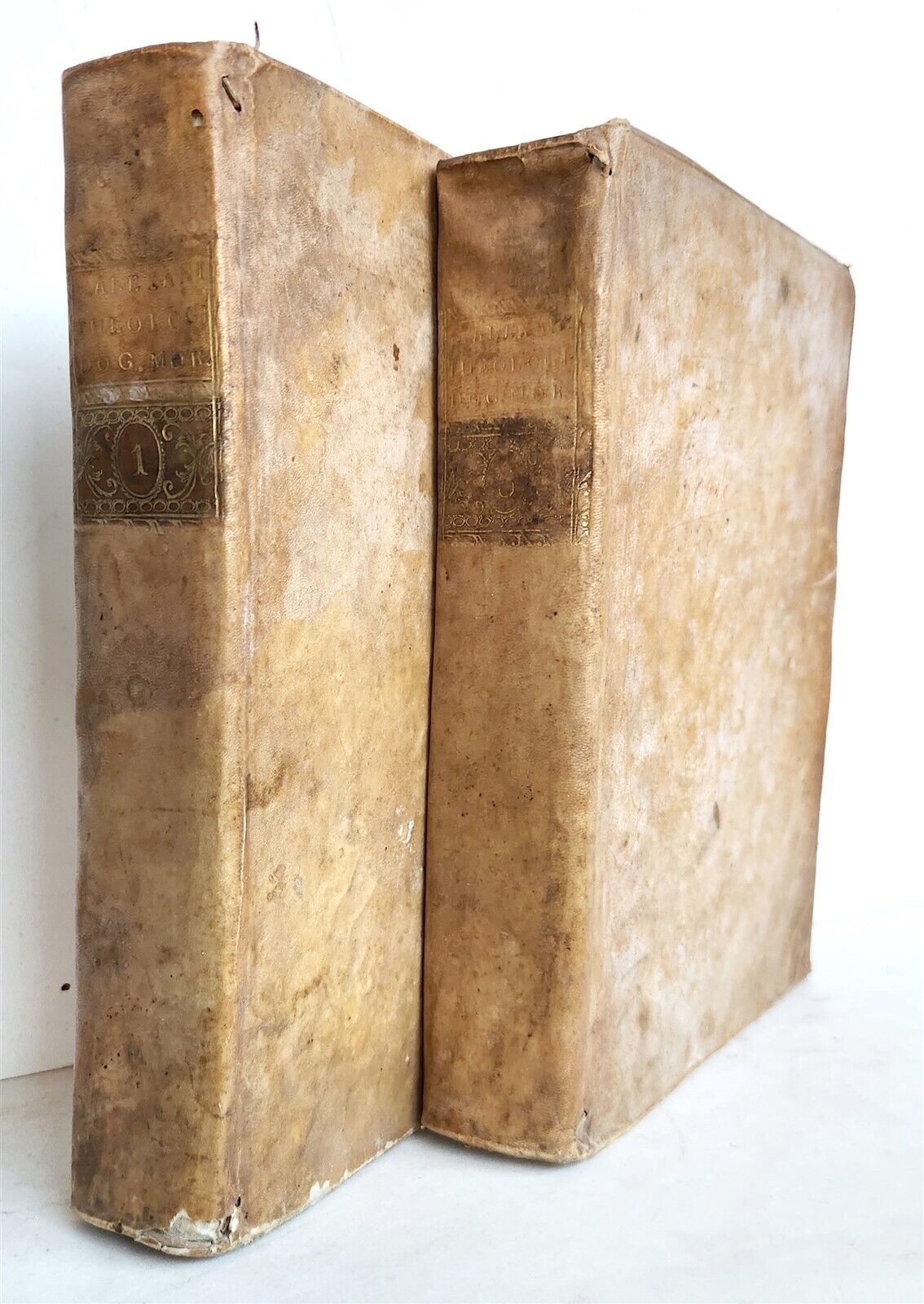 1783 THEOLOGY by NATALI ALEXANDRO 2 VOLUMES antique VELLUM BINDING
