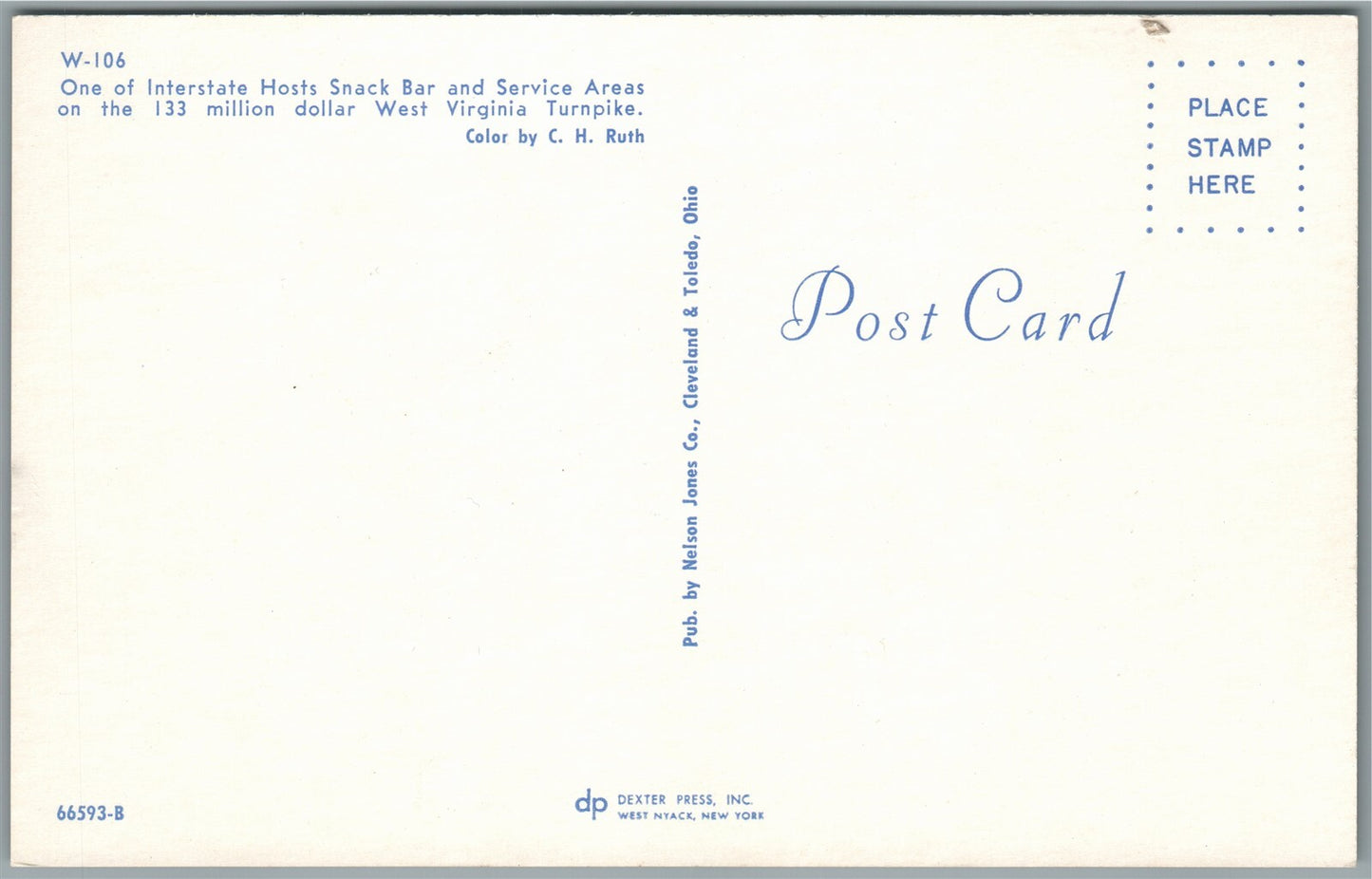 GAS STATION SERVICE AREA 133 MILLION DOLLAR WV TURNPIKE VINTAGE POSTCARD