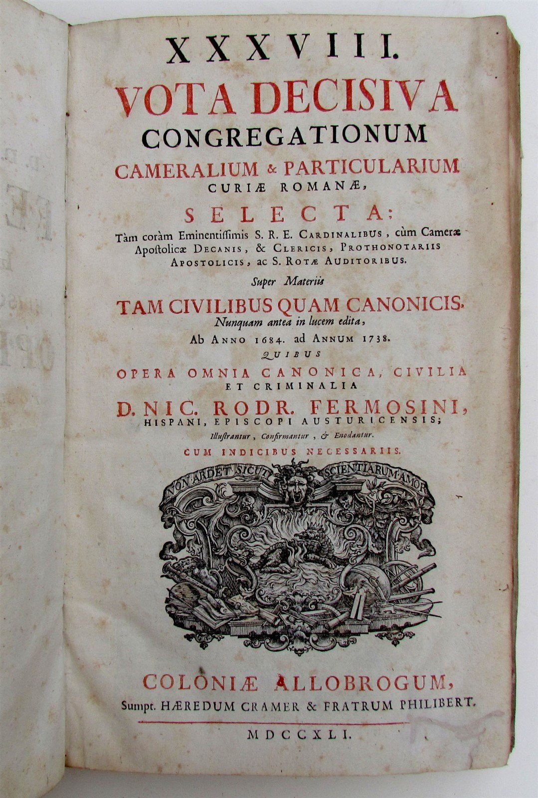 1741 VELLUM BOUND ANTIQUE FOLIO by Nicolai Fermosini CANONICA CIVILIA CRIMINALIA