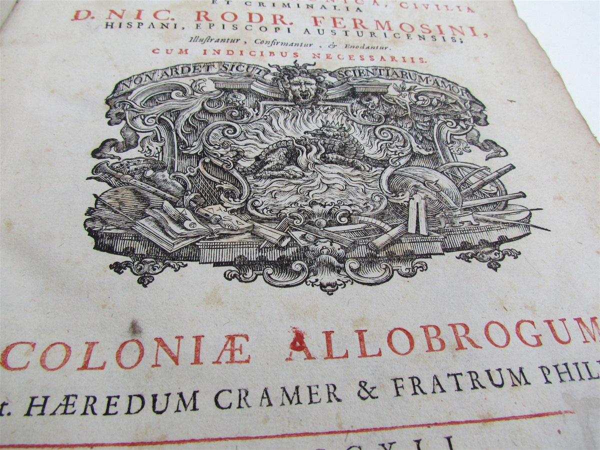1741 VELLUM BOUND ANTIQUE FOLIO by Nicolai Fermosini CANONICA CIVILIA CRIMINALIA