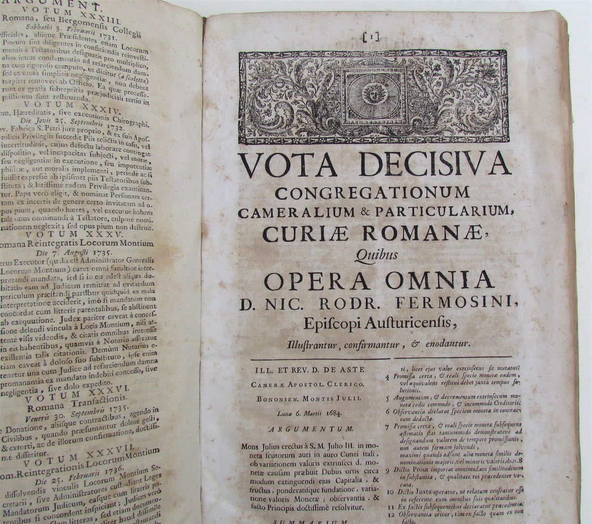 1741 VELLUM BOUND ANTIQUE FOLIO by Nicolai Fermosini CANONICA CIVILIA CRIMINALIA
