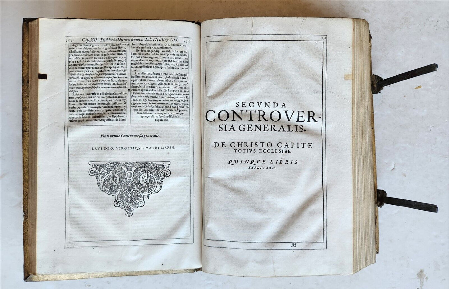 1586 DISPUTATIONES AGAINST HERETICS ROBERTI BELLARMINI antique PIGSKIN FOLIO v.1