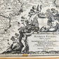 1720s MAP of GERMANY MOSELLE RIVER by J.B.HOMANN antique AUTHENTIC hand colored