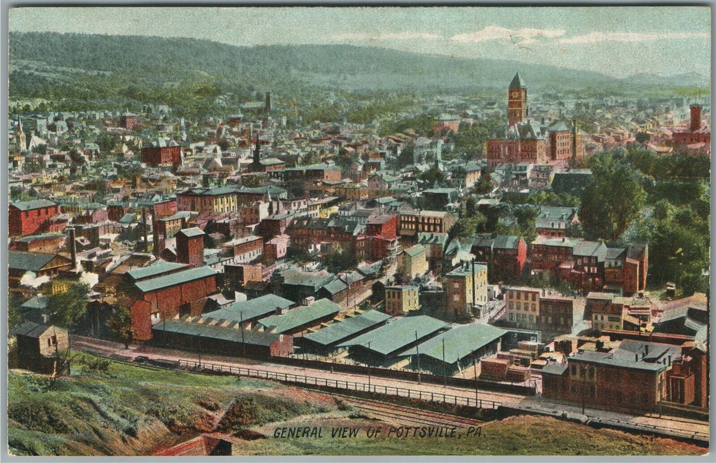 POTTSVILLE PA GENERAL VIEW ANTIQUE POSTCARD