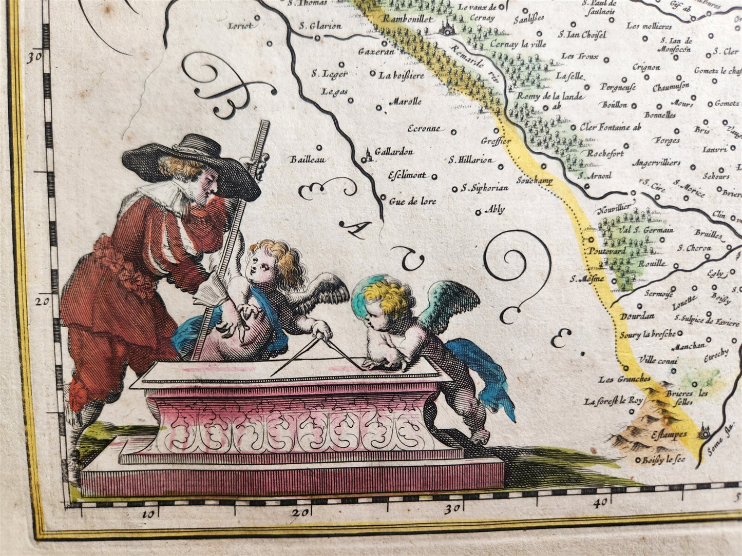 1640 MAP LE GOUVERNMENT de L'ISLE DE FRANCE BLAEU antique AUTHENTIC hand colored