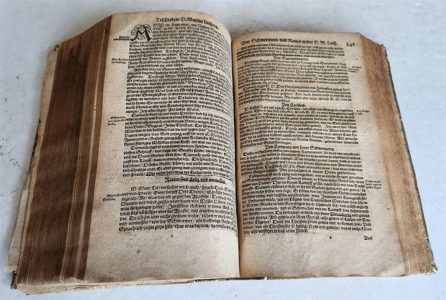 1567 COLLOQVIA by MARTIN LUTHER antique PIGSKIN BOUND FOILIO