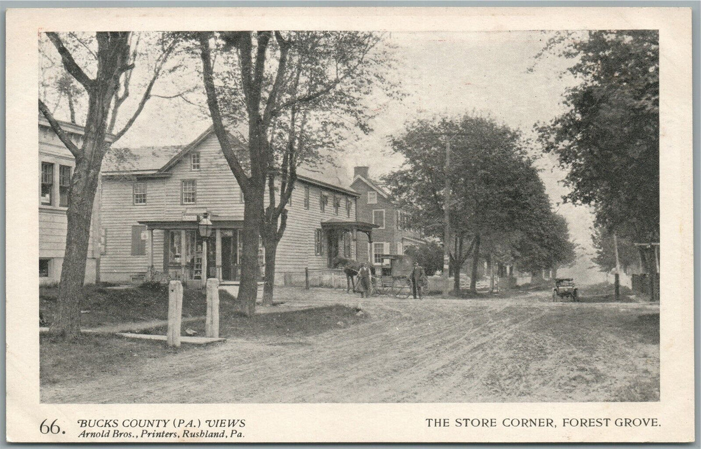 BUCKS CO. PA ARNOLD BROS. FOREST GROVE STORE CORNER ANTIQUE POSTCARD #66