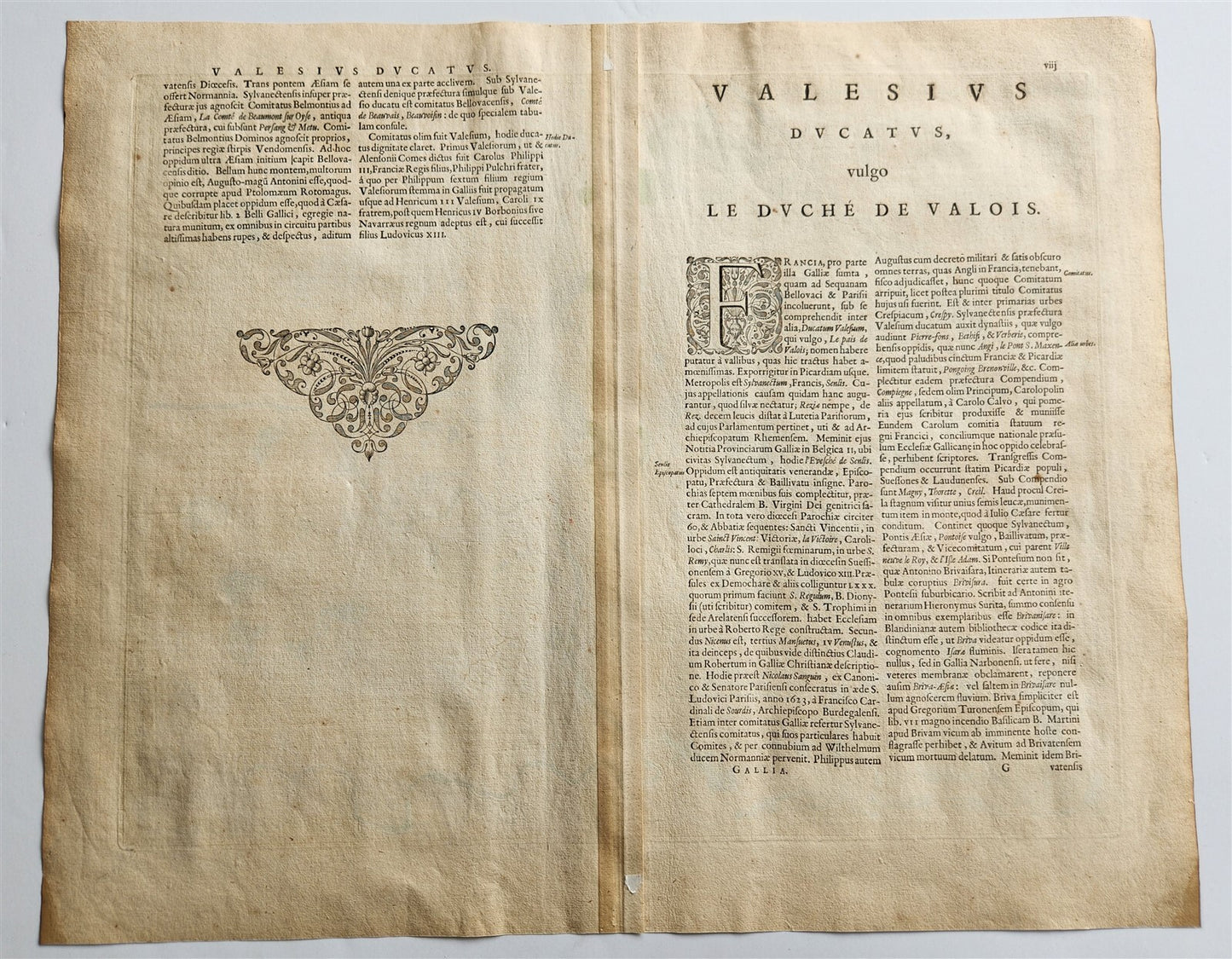 1640 MAP of DUCATUS VALOIS FRANCE by WILLEM BLAEU antique AUTHENTIC hand colored