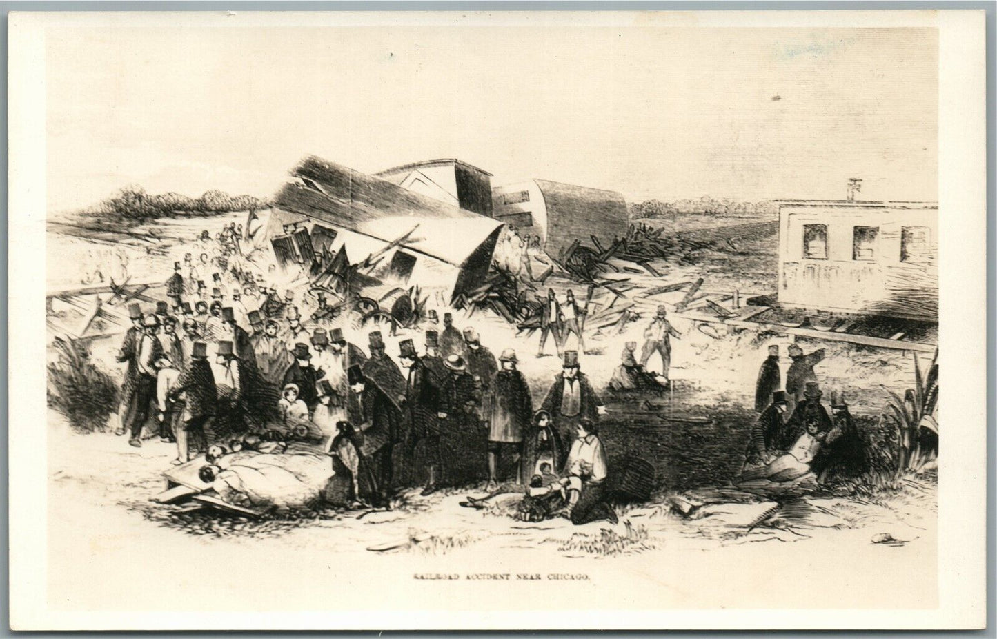 RAILROAD ACCIDENT NEAR CHICAGO VINTAGE REAL PHOTO POSTCARD RPPC