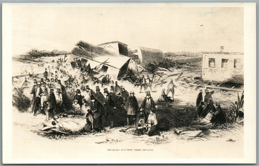 RAILROAD ACCIDENT NEAR CHICAGO VINTAGE REAL PHOTO POSTCARD RPPC
