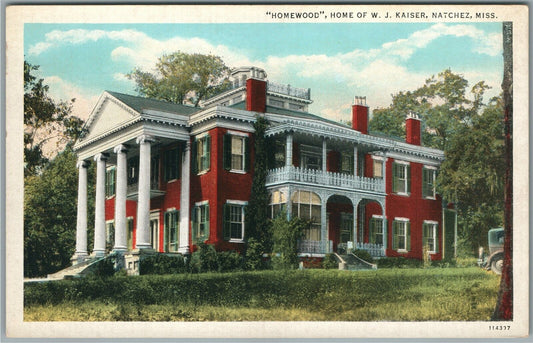 NATCHEZ MS HOMEWOOD HOME OF W.J.KAISER ANTIQUE POSTCARD