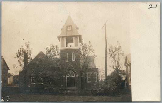 NEW PHILADELPHIA OH CHURCH ANTIQUE REAL PHOTO POSTCARD RPPC