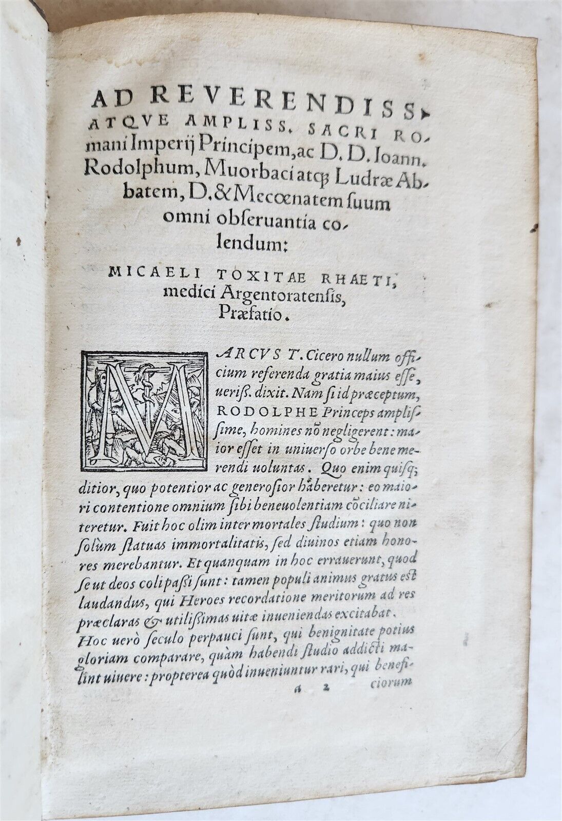 1564 COMMENTARIES by DOCTOR & ALCHEMIST MICHAEL TOXITES antique PIGSKIN 16th C.