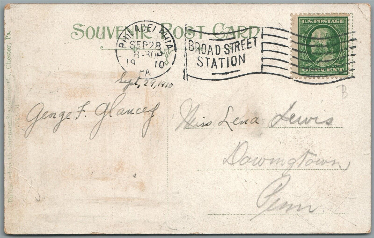 SHARON HILL PA SHARON AVENUE ANTIQUE POSTCARD