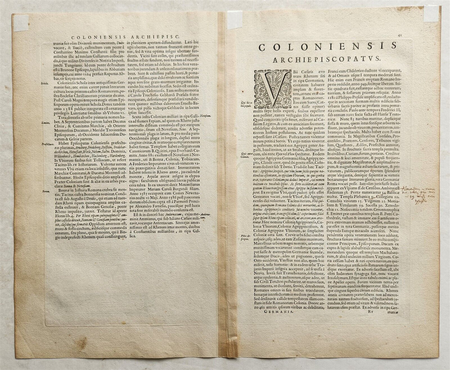 1640 MAP of GERMANY COLOGNE by WILLEM BLAEU antique AUTHENTIC hand colored