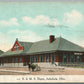 ASHTABULA OH S. & M.S. RAILROAD STATION RAILWAY DEPOT ANTIQUE POSTCARD