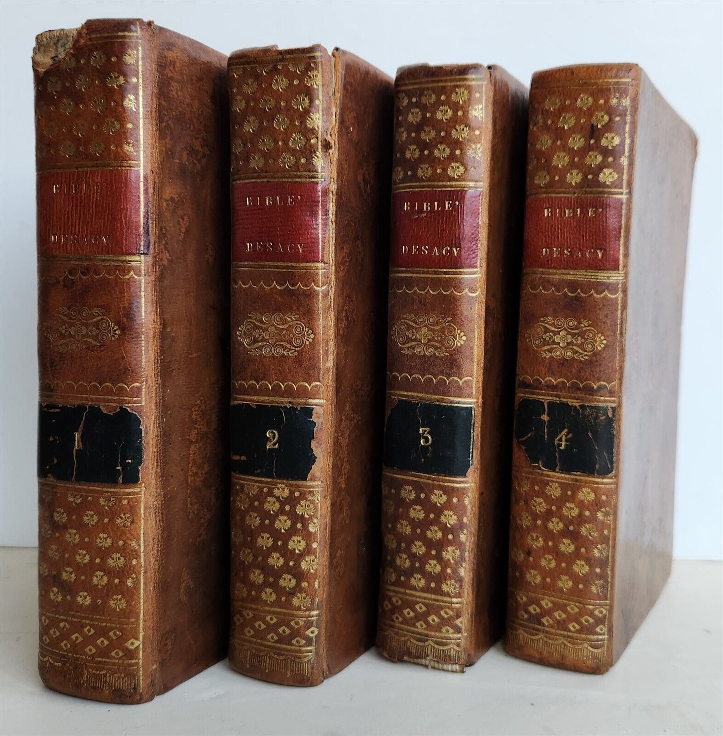 1776 BIBLE in FRENCH 4 VOLUMES antique OLD & NEW TESTAMENT