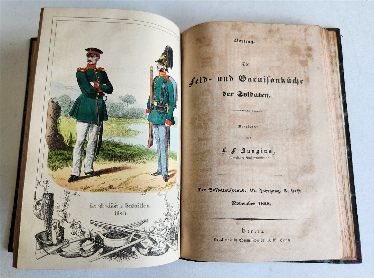 1848 GERMAN SOLDIER'S JOURNAL antique ILLUSTRATED