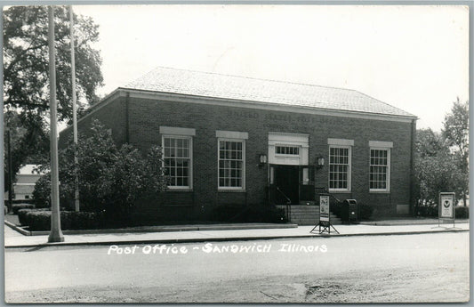 SANDWICH IL POST OFFICE VINTAGE REAL PHOTO POSTCARD RPPC