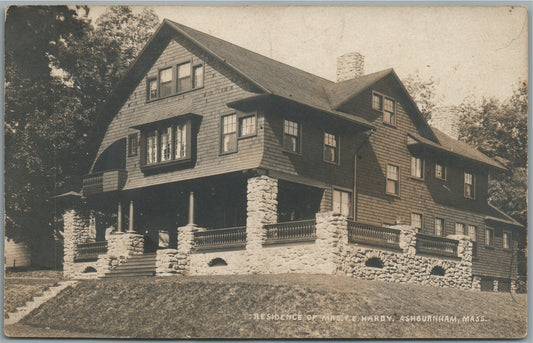 ASHBURNHAM MA RESIDENCE of Mrs. HARDY ANTIQUE REAL PHOTO POSTCARD RPPC