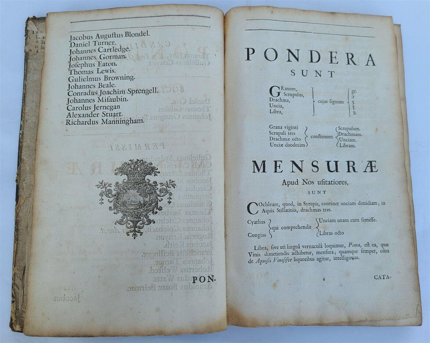 1721 PHARMACOPEIA in ENGLISH antique FOLIO