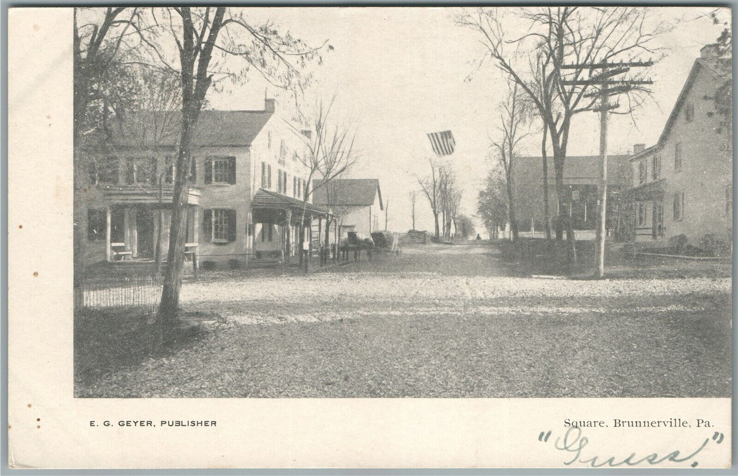 BRUNNERVILLE PA SQUARE ANTIQUE POSTCARD