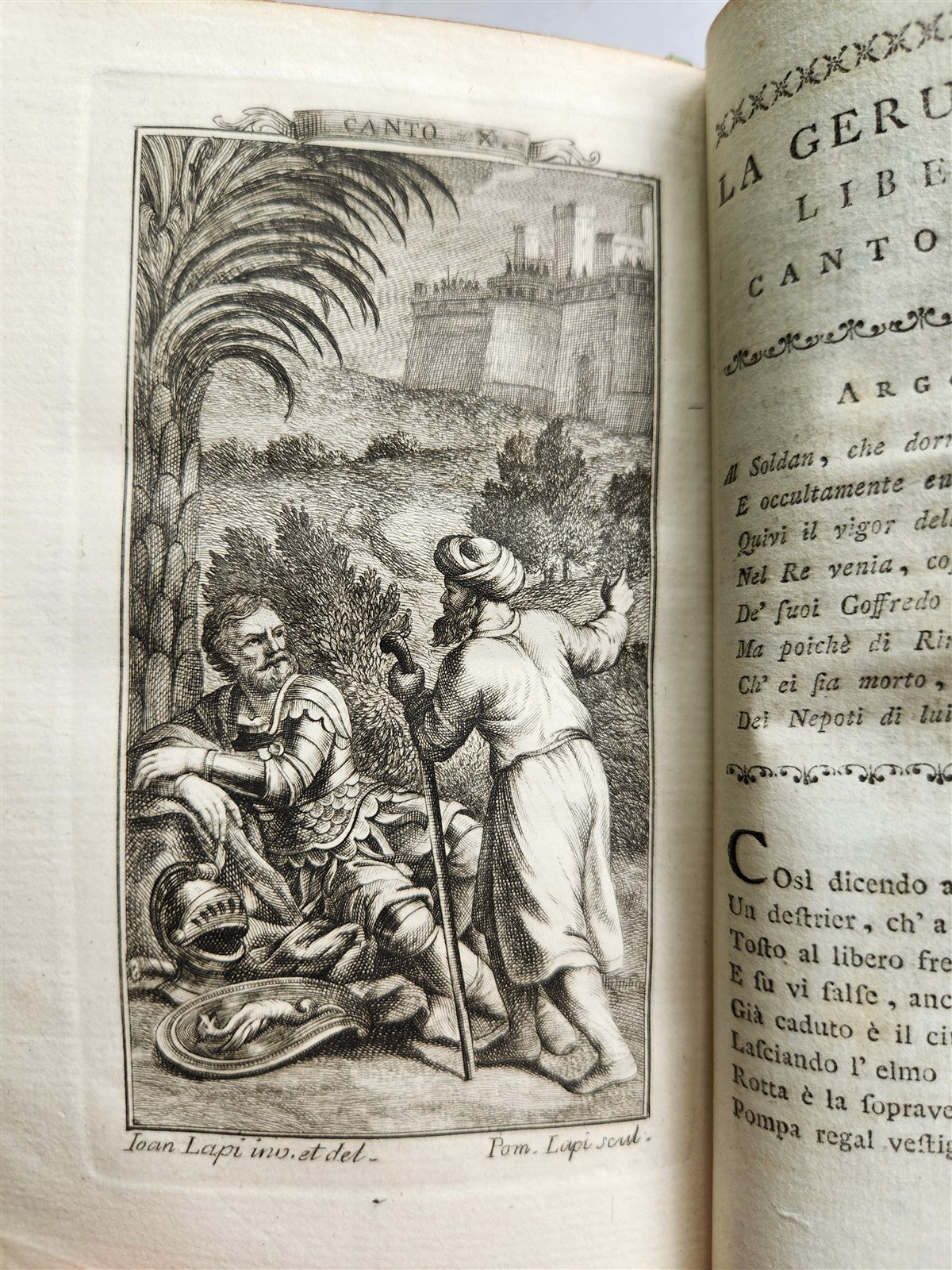 1778 Gerusalemme liberata by TORQUATO TASSO antique ILLUSTRATED 2 volumes