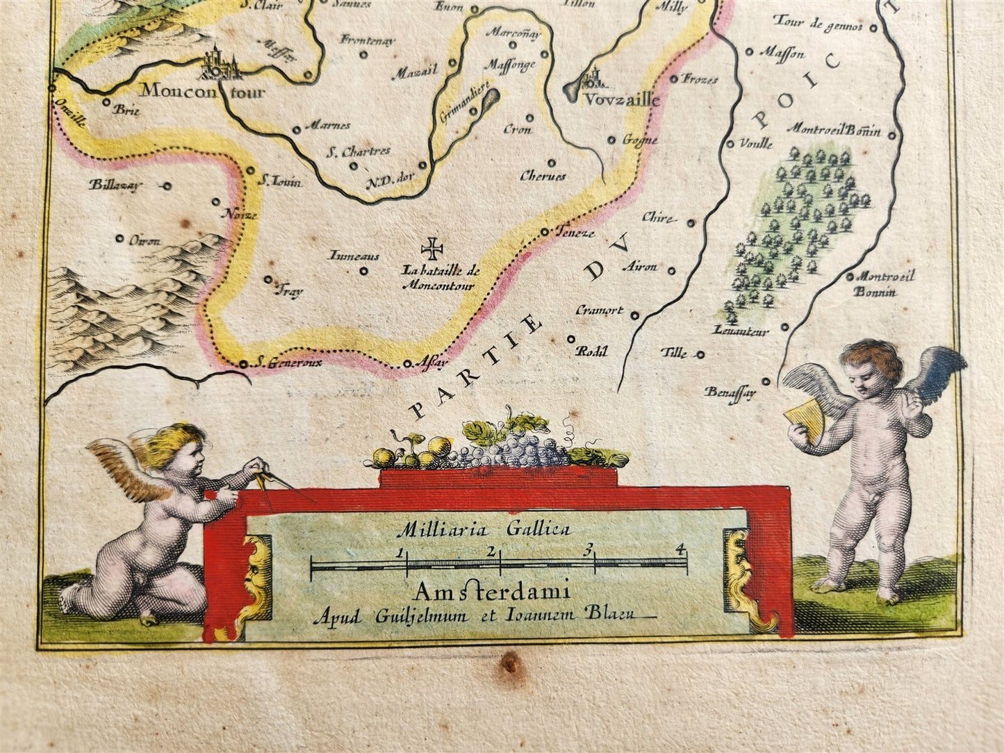 1640 MAP of FRANCE LOUDONOIS by WILLEM BLAEU antique AUTHENTIC hand colored