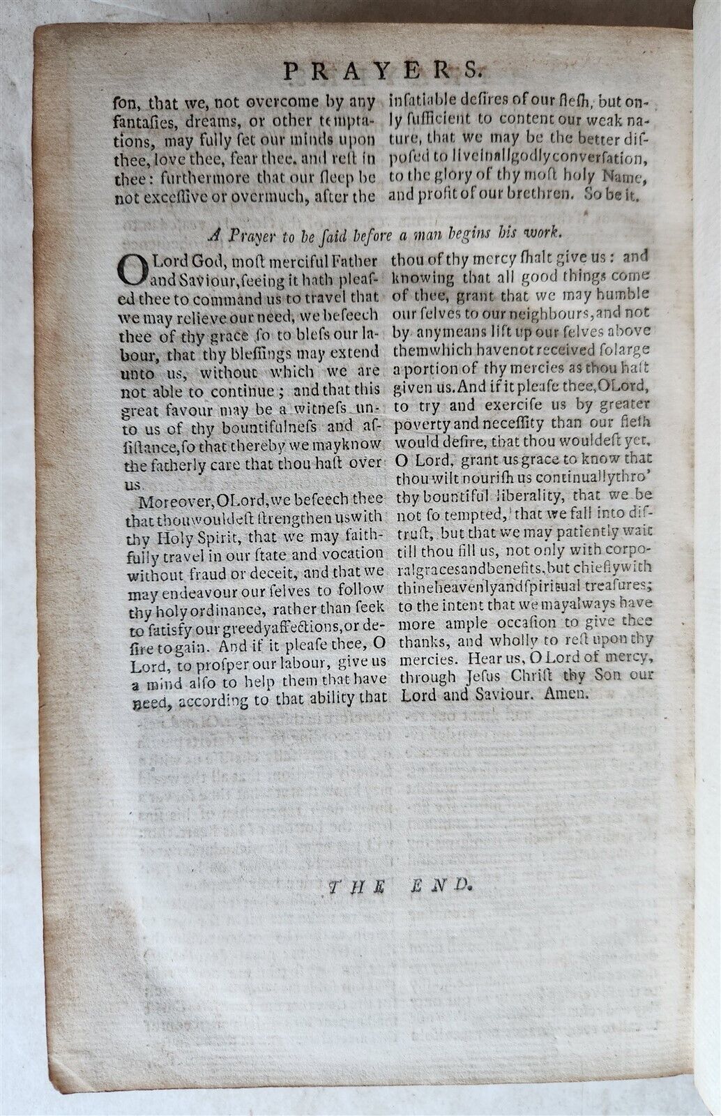 1769 BOOK of COMMON PRAYER w/ PSALTER in ENGLISH antique