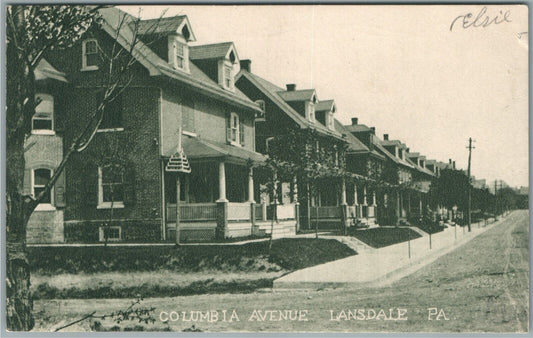 LANSDALE PA COLUMBIA AVENUE ANTIQUE POSTCARD