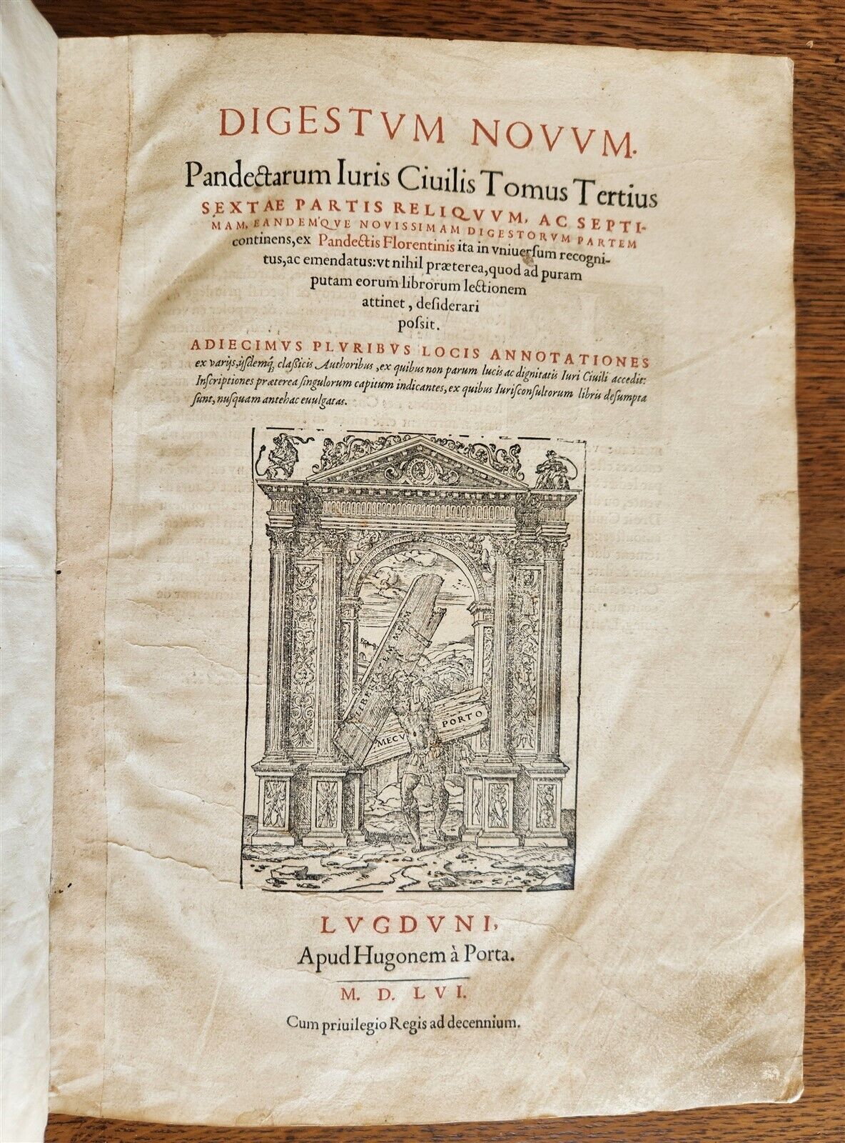 1556 LAW BOOK Corpus Juris Civilis DIGESTUM NOVUM antique MASSIVE FOLIO vellum