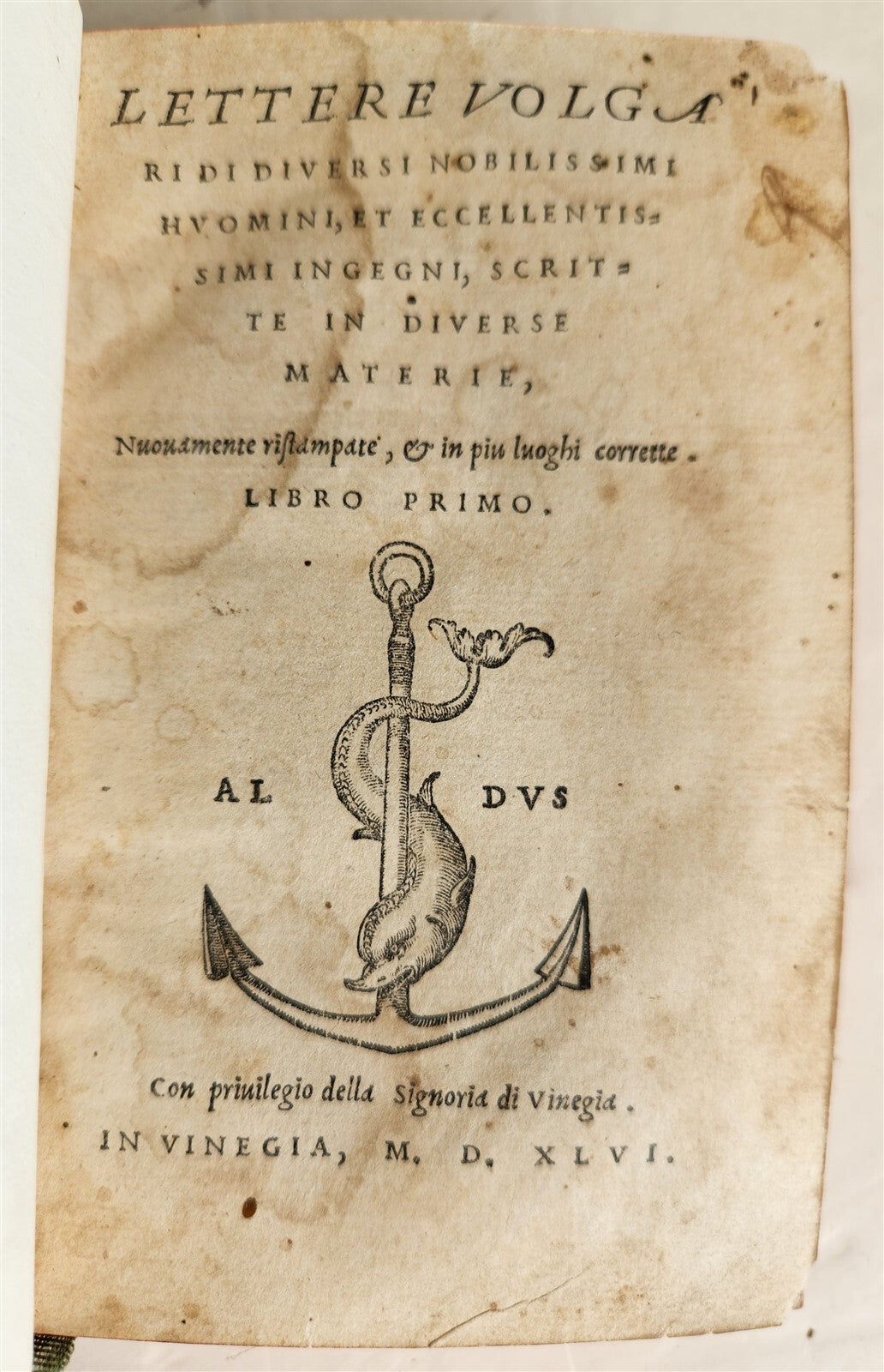 1545 ALDINE PRESS LETTERE VOLGARI by Paulus Manutius antique 16th CENTURY