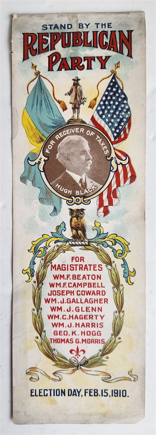 1910 REPUBLICAN PARTY POLITICAL ADVERTISING antique PHILADELPHIA Americana