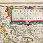 1640 MAP of NEVERS REGION FRANCE by WILLEM BLAEU antique AUTHENTIC hand colored