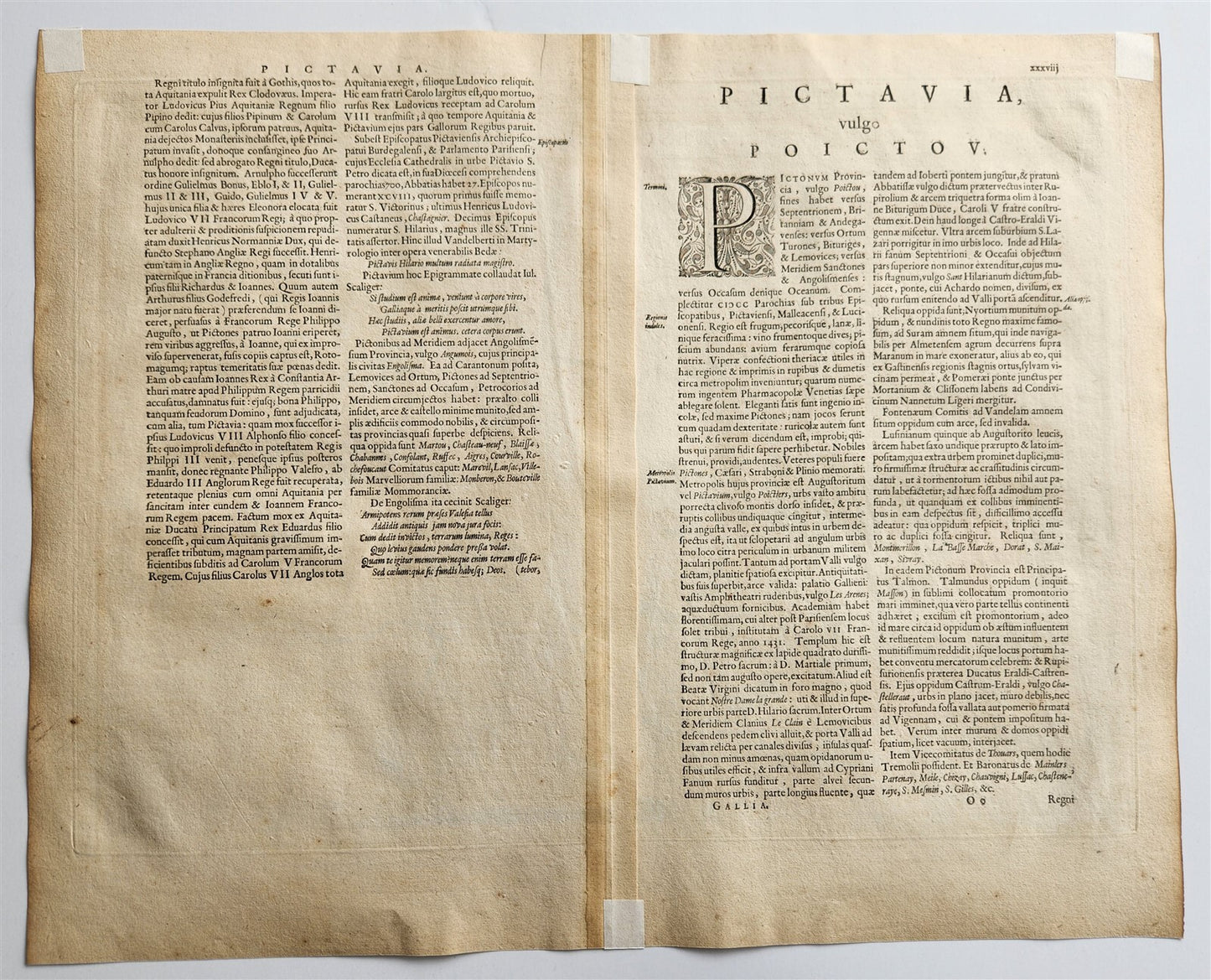1640 MAP of FRANCE PAIS DE POICTOV WILLEM BLAEU antique AUTHENTIC hand colored