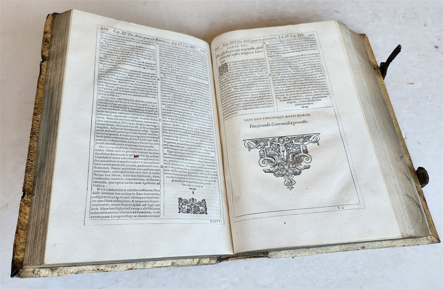 1593 DISPUTATIONES AGAINST HERETICS ROBERTI BELLARMINI antique PIGSKIN FOLIO v.3