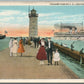 CHICAGO IL STEAMER PASSING LIGHTHOUSE ANTIQUE POSTCARD