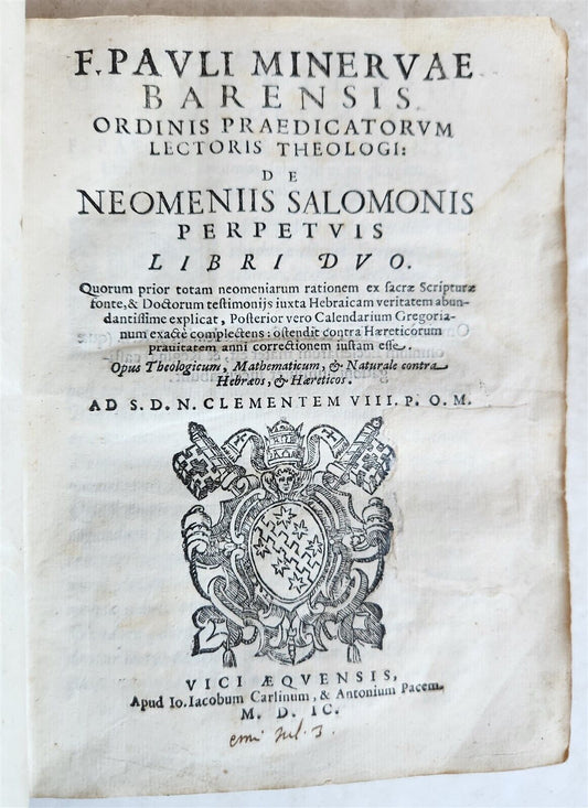 1599 THEOLOGICAL MATHEMATICAL NATURAL WORK AGAINST JEWS HERETICS antique VELLUM