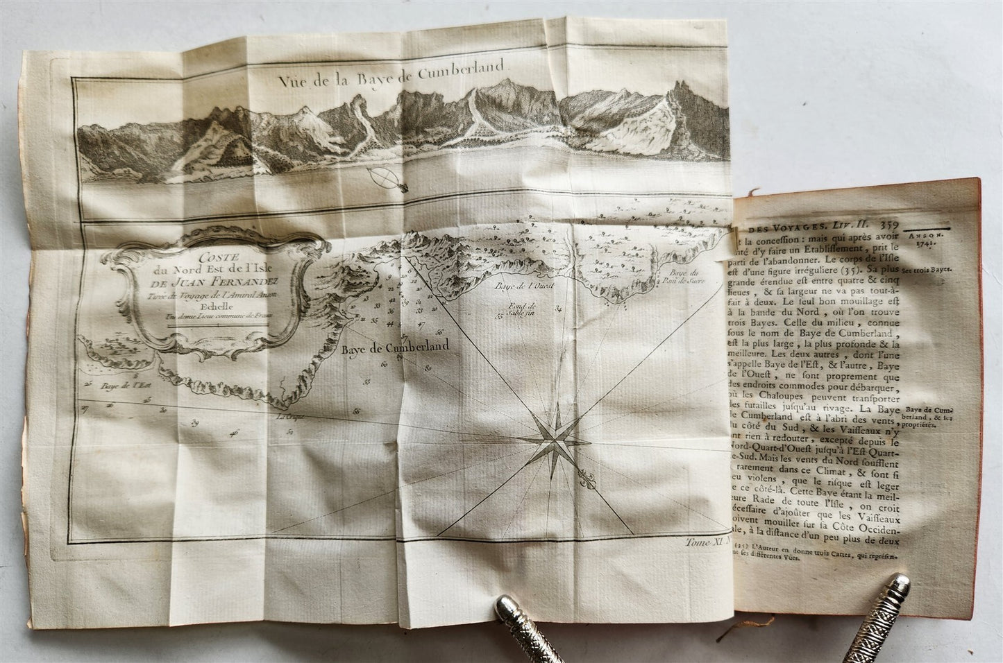 1753 HISTOIRE des VOYAGES antique illustrated S. AMERICA TRAVELS of GEORGE ANSON